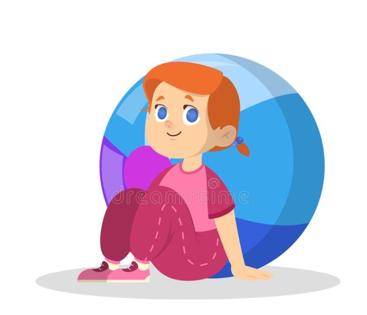 Kid and Ball. Learning Preposition Concept. the Girl Stock Vector -  Illustration of comic, cartoon: 159248291